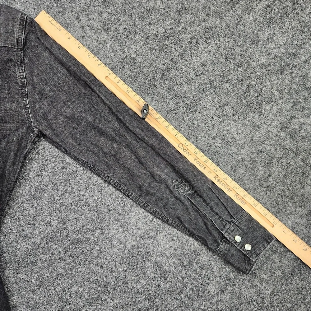 Levi's Western Shirt Mens Medium Black Denim Snap Front Long Sleeve Casual - Picture 8 of 9